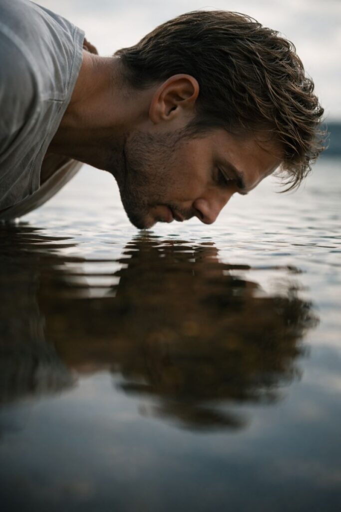 Man's Reflection in Water (AI generated)