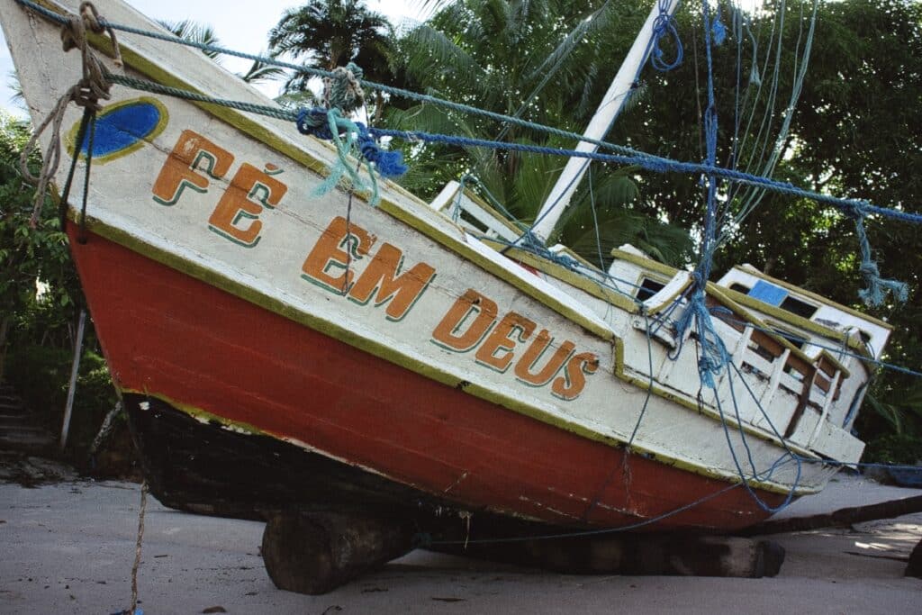 Boat on beach in Brazil